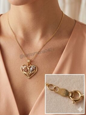 Vintage ADL 10K Black Hills Gold Tri‑Color Heart Necklace Pendant